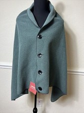 Janska Green Polartec Fleece Shawl Wrap 4 Button One Size Fits Most