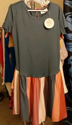 NWT Girls Size 8/10 Dot Dot Smile Color Block Short Sleeve Twirly Dress