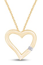 Love Heart 0.11CT Pendant Necklace 14k Yellow Gold Plated Silver 18" Chain Gift