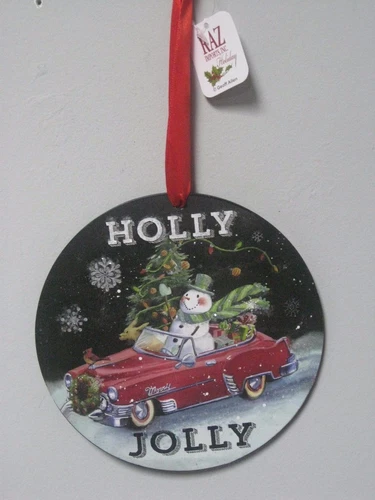 Raz Imports Home for The Holidays Wood Disk Ornament - Thumbnail 2