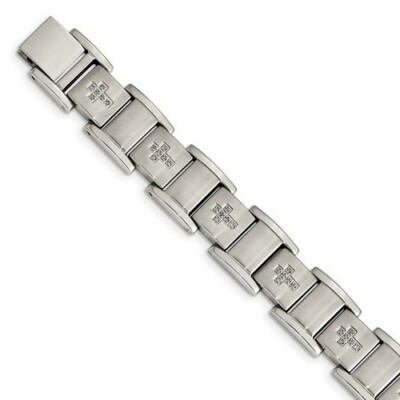 *BRAND NEW* Chisel Stainless Steel Brushed with Diamond Bracelet SRB2176-8.5