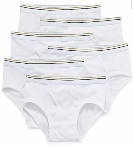 Stafford Men's 6-Pack 100% Cotton Low-Rise White Briefs Size Large. New - Picture 2 of 3