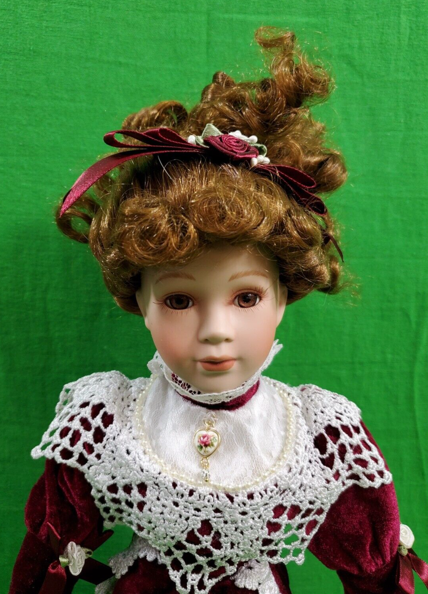 Collections Porcelain Doll Victorian Dress Parasol 17 Inches with Stand