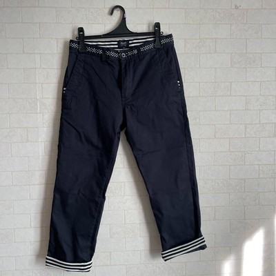 BEAMS Polka dot 3/4 length Pants men Size S Navy Blue Striped Coton Blend