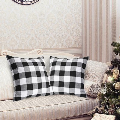 Cotton Linen Plaid Throw Pillow Covers Pillow Covers Sofa Cushion