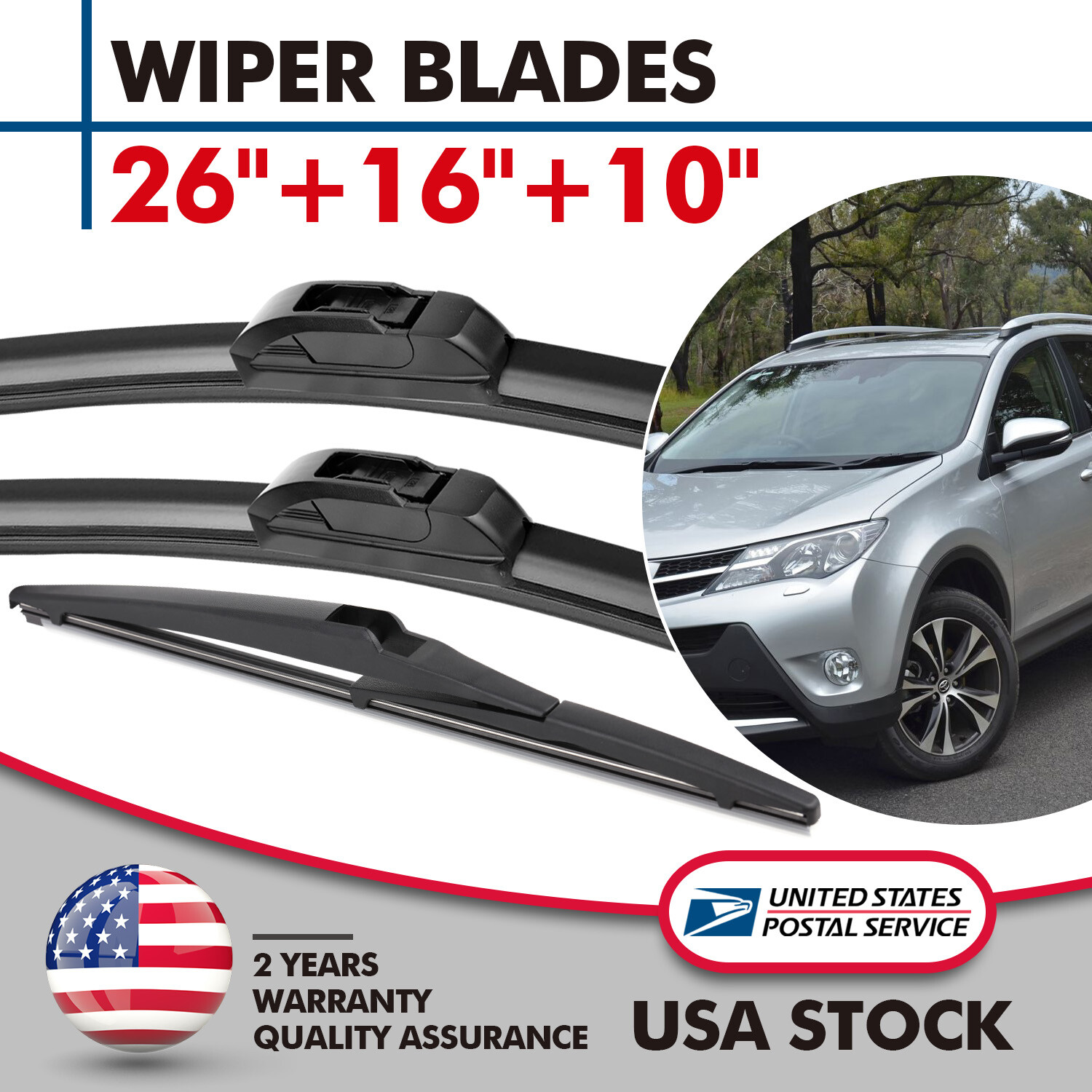 Premium OEM Windshield Wiper Blades for Toyota RAV4 2013-2018 - 26/16/10 Inch Set