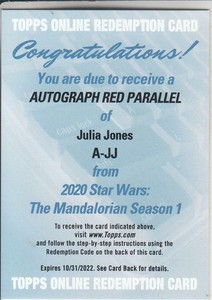 2020 TOPPS STAR WARS THE MANDALORIAN JULIA JONES AS OMERA ...