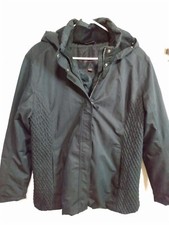 Obermeyer Black Hooded Zip Puffer Winter Ski Jacket Women's Size 16 Large