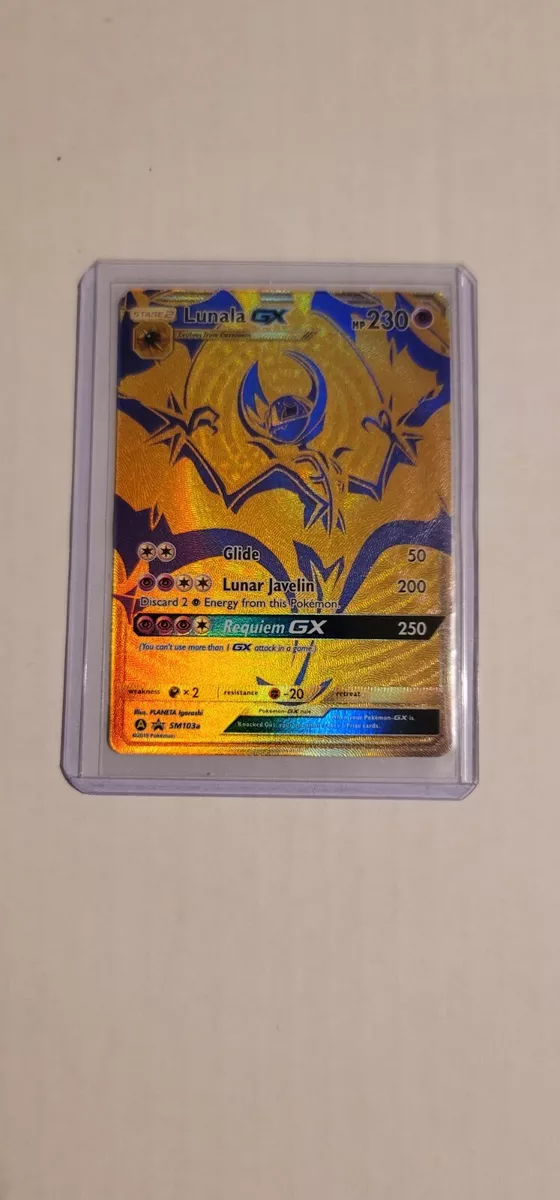 Pokemon TCG SM103a Lunala GX Gold Black Star Promo Card –