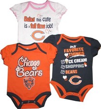 Chicago Bears 3pc Creeper Bodysuit Set Infant Baby Girls Pink Dots