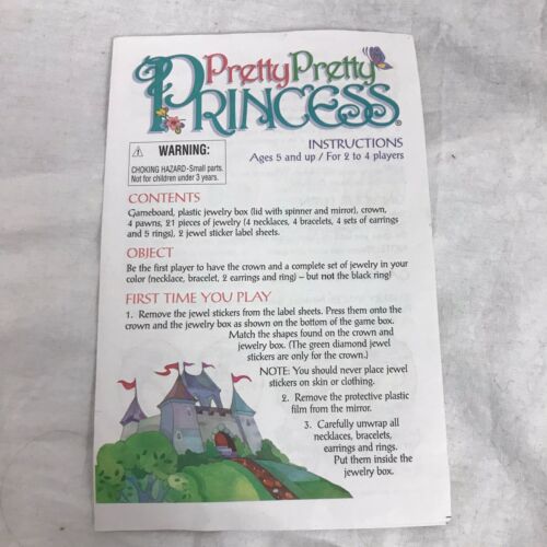 Pretty Pretty Princess 1999 Replacement Instructions Booklet - Picture 1 of 3