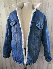 Vintage Levi's Sherpa Red Tag Denim Jacket Made in USA 80s 90s Size 46 R Coat