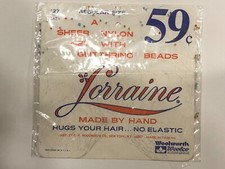 Vtg Lorraine 27 Invisible No Elastic Hair Net Hand Made With Glittering Beads