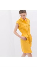 NWT ZARA TANGERINE/ORANGE POPLIN DRESS- Sz. XS #14