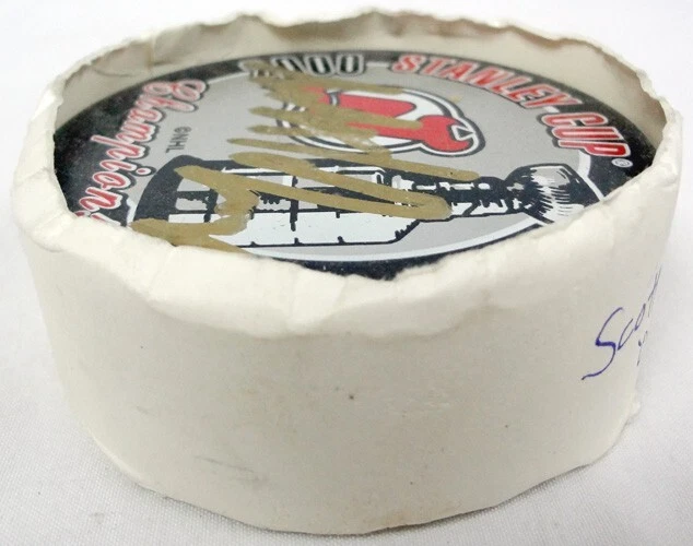 NHL New Jersey Devils #21 Scott Gomez 2000 Stanley Cup Champions ¡Disco firmado! Foto 4 de 4