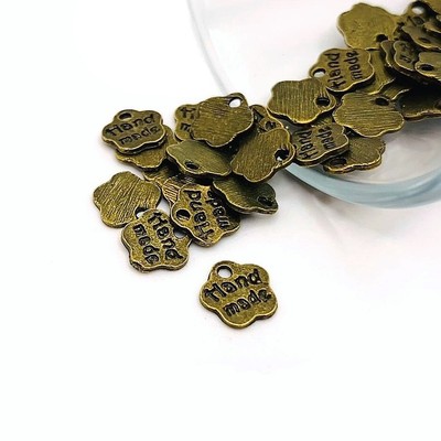 4, 20 or 50 pcs BULK Bronze Handmade Flower Tag Charms -US Seller - BR310