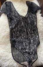 EXPRESS Lace One Piece Bodysuit Size Small Black