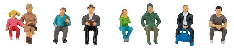 Faller 151617 HO/OO Gauge Seated Passengers (8) Figure Set Scenery Dioramas BNIP