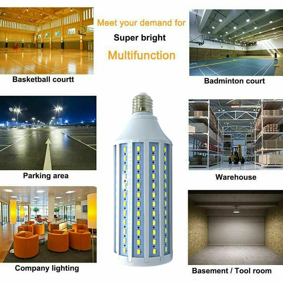 Super Bright Huge 300W Eq 168-Chip Corn Light E26 6000K LED Bulb 5000lm 50W Cool - Image 4 of 4