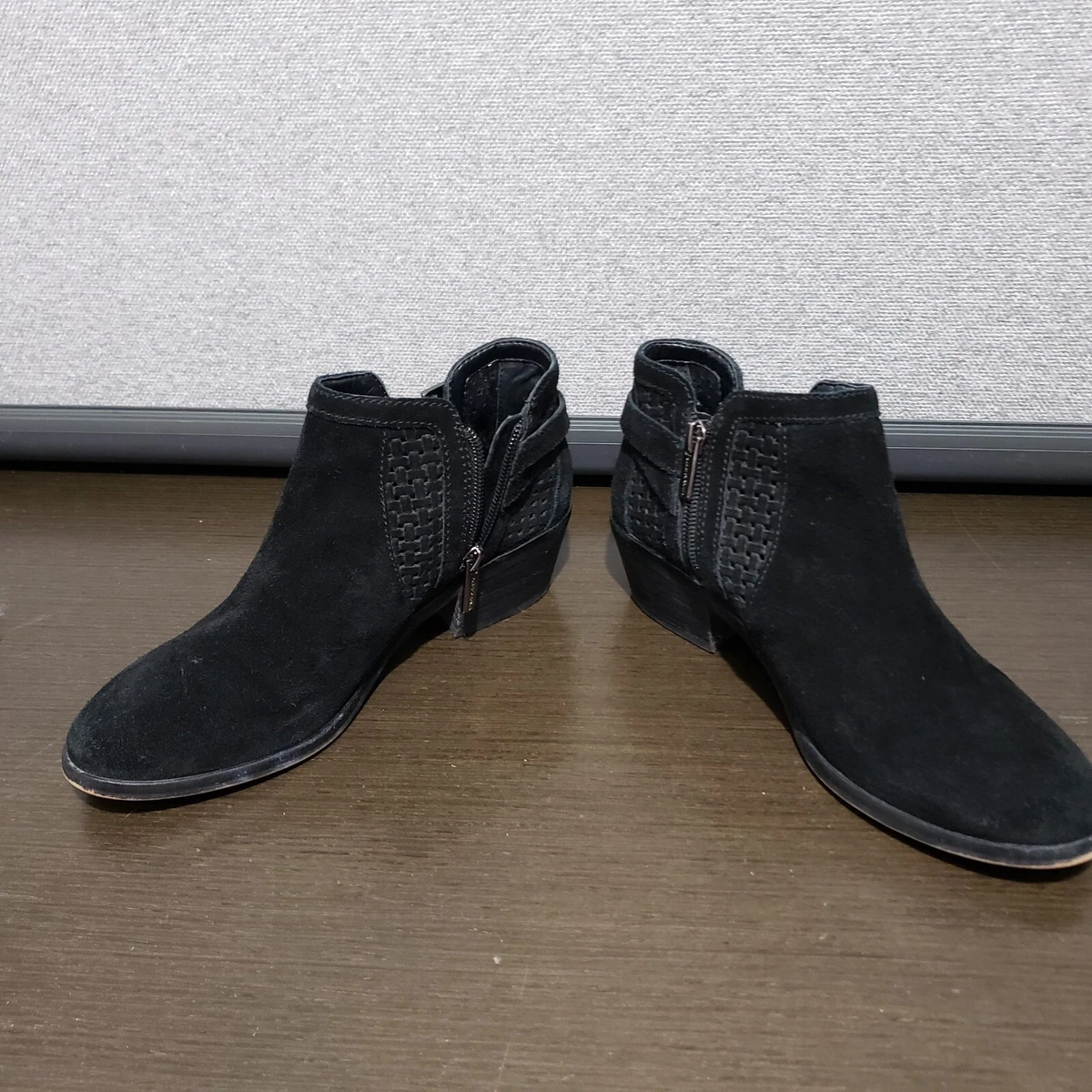 Vince camuto pamma suede buckle block heel clearance booties