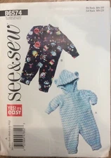 BUTTERICK SEE & SEW PATTERN #B6574 INFANTS' BUNTING -SIZE NBN-XLG