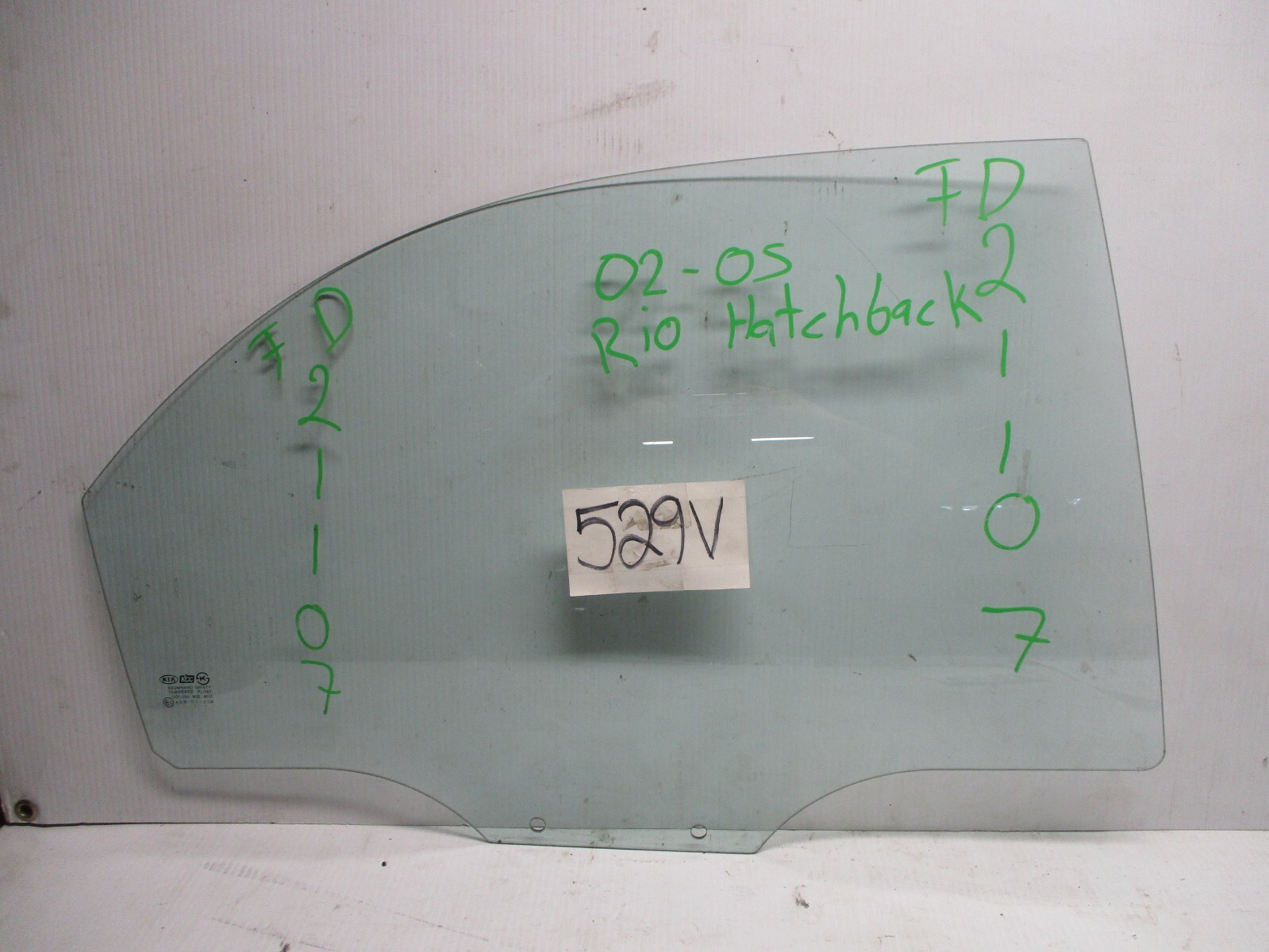 01 02 03 04 05 Kia Rio Hatch Back Front DRIVER Side Used Door Glass #529-V 