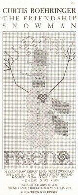 Curtis Boehringer Friendship Snowman Cross Stitch Pattern