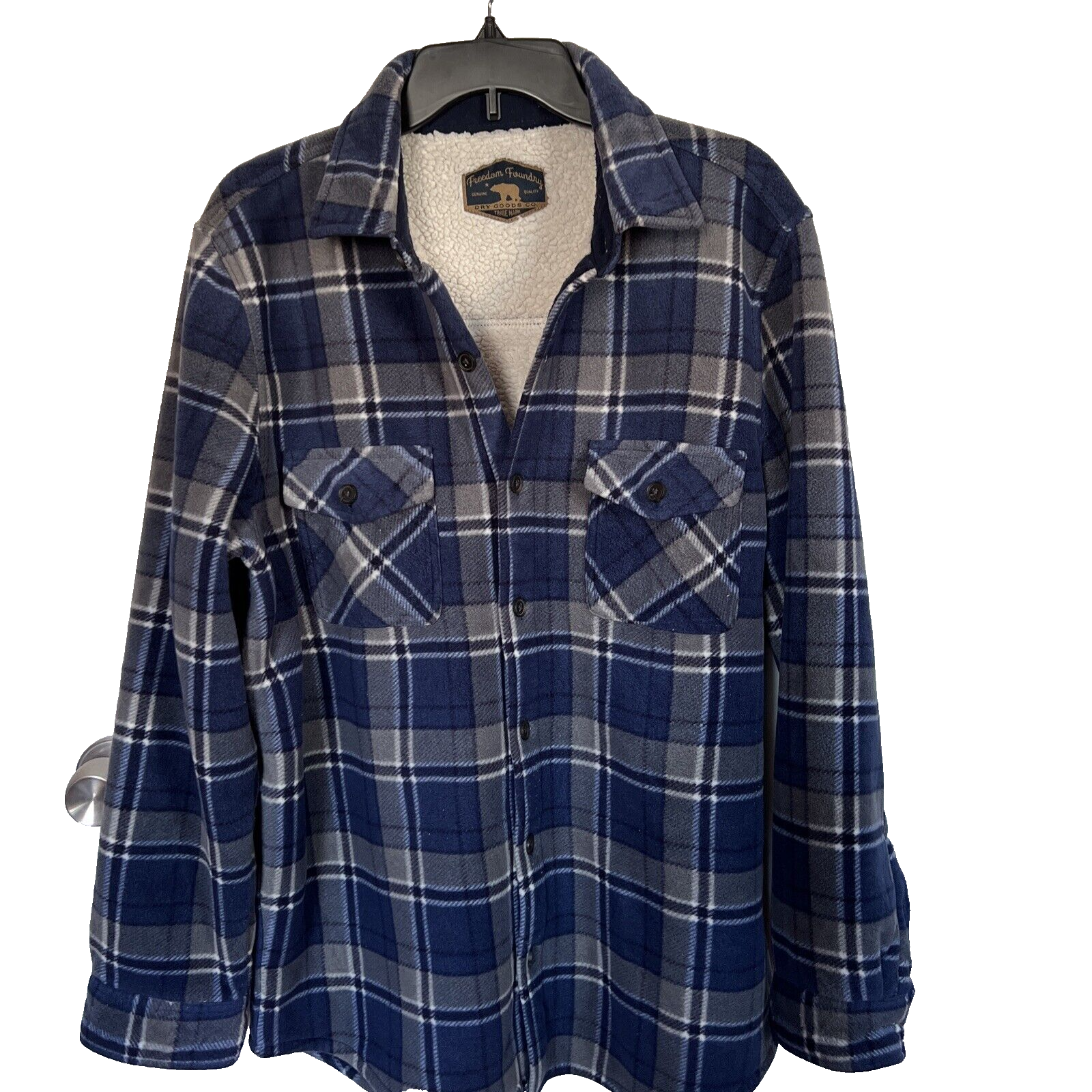 Freedom Foundry Flannel Sherpa Plaid Jacket Large Dry Goods Co Trademark NWOT