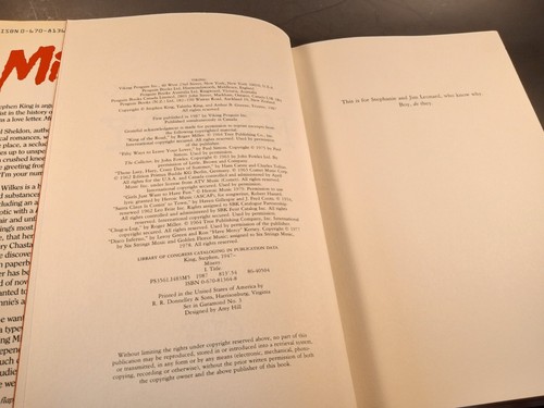 Stephen King Misery 1987 True 1st Edition $18.95 Printed on Flap - Imagen 9 de 12