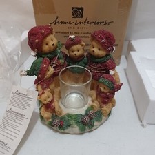 Home Interiors winter bear family candle holder christmas decor