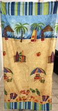 Surfboard Flip-Flop Beach Bathroom Set Shower Curtain Hooks Valance