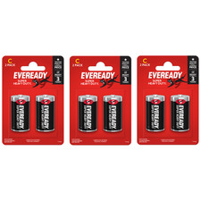 6 Pack Eveready Super Heavy Duty C Zinc Batteries for Emergency Lighting