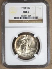 1934 WALKING LIBERTY HALF DOLLAR NGC MS64 354004
