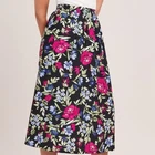 NEW Floral Plus Sz 3X Casual or Dress Elastic Waist Midi Skirt Side Pockets