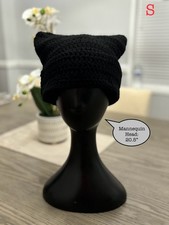 Black Cat Ear Beanie, Crochet Handmade Hat Kawaii goth edgy Trendy Gift idea