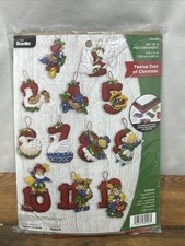 Bucilla TWELVE DAYS OF CHRISTMAS 89446E Felt Ornaments Kit Sequined SEALED