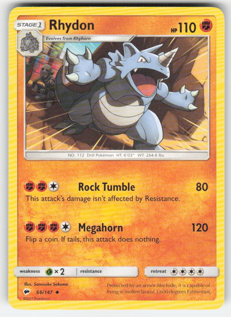 Pokemon TCG SM Burning Shadows Rhydon #66/147