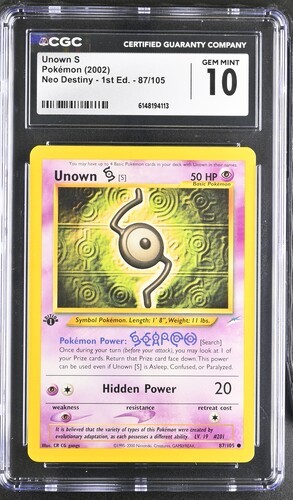 Unown [S] (1st Edition) graded CGC 10 for sale on eBay