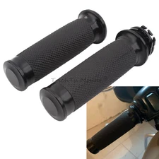1 Pair 1" Motorcycle Black Handle Bar Hand Grips Fit For Harley Honda Yamaha