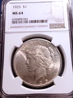 1925 NGC MS64 U.S. Peace Dollar