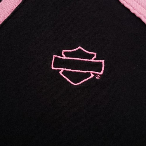 Harley Davidson T Shirt Womens 2XL XXL Black Raglan Short Sleeve V Neck Pullover - Picture 3 of 12
