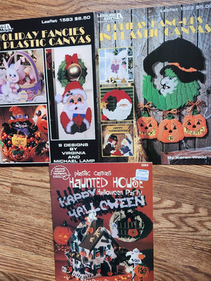3 books plastic canvas holidays: Haunted House, Holiday Hangups, Holiday Fancies