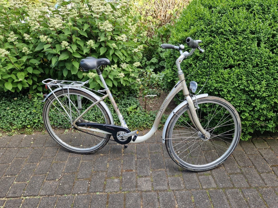 Pegasus Damenfahrrad 28 Zoll Silber Weiß Champagner Mix mit tiefem Einstieg