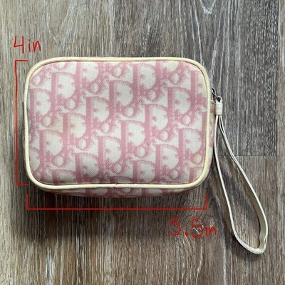 Christian Dior ピンクレザーケース vintage pink christian dior oblique wristlet pouch mini bag | eBay