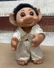 Vintage 1977 Thomas Dam Norfin Troll Doll 604 Denmark 9 Pointed Ears Gold Lace