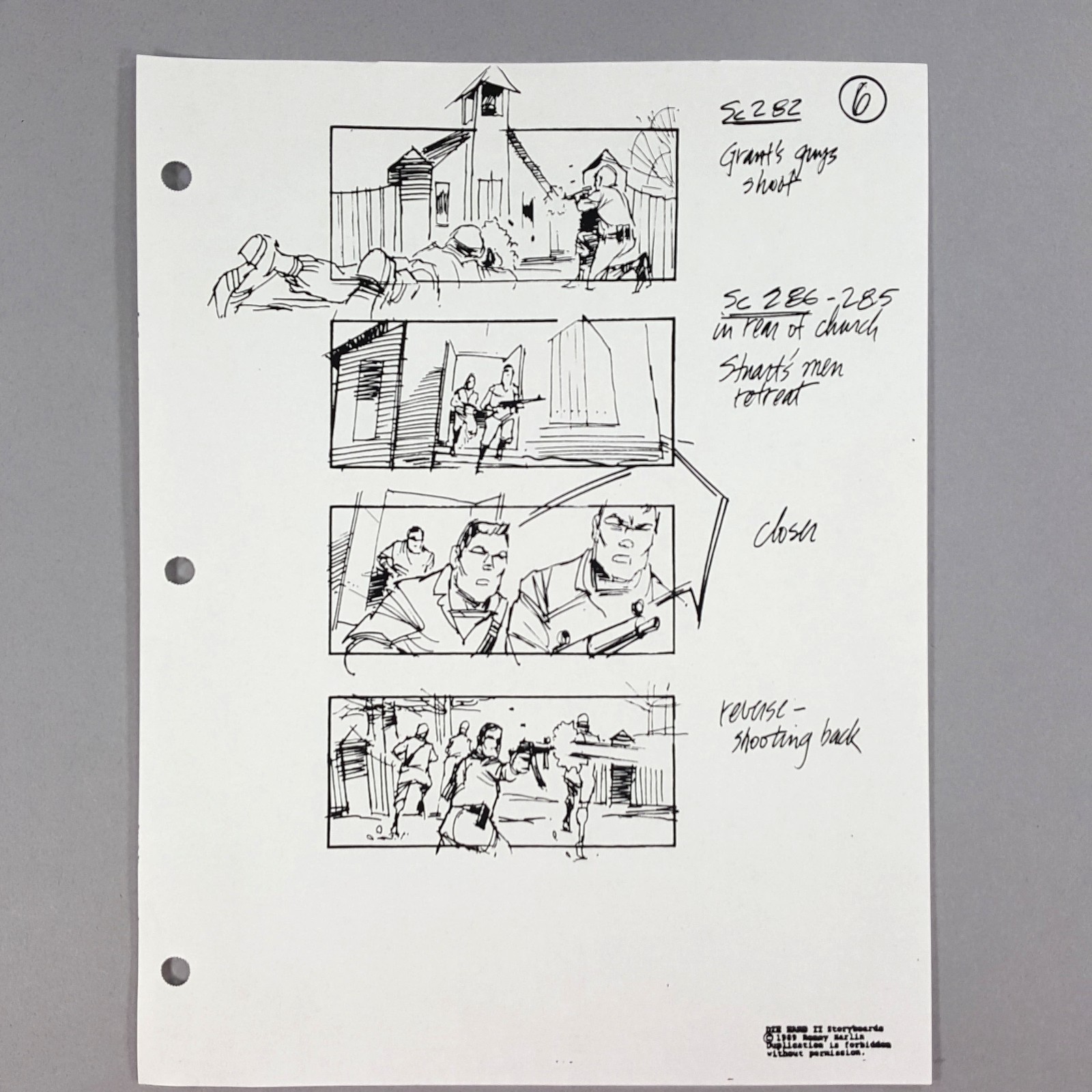 Image 2 of Die Hard 2 - Production Used Storyboard, Bruce Willis Church Shootout Prop 282-6