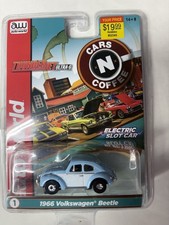 Auto World Tjet Cars N Coffee 1966 Volkswagen Beetle Blue W Wht. HO Slot Car