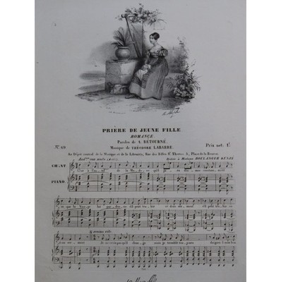 LABARRE Théodore Bitte einer jungen Frau Gesang Klavier ca1830