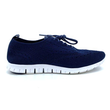 Womens 6.5 B Cole Haan Zerogrand Navy Blue Knit Wingtip Lace Up Sneakers W06730