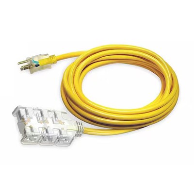 Zoro Select 4Gad7 Sjtow Extension Cord, 12 Awg 6 Outlets, 5-15R, Yellow, Pvc,,